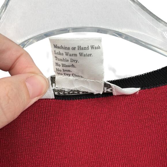 Exclusively Misook Petite Deep Red Knit Black Trim Layering Cardigan Sweater - Picture 10 of 10